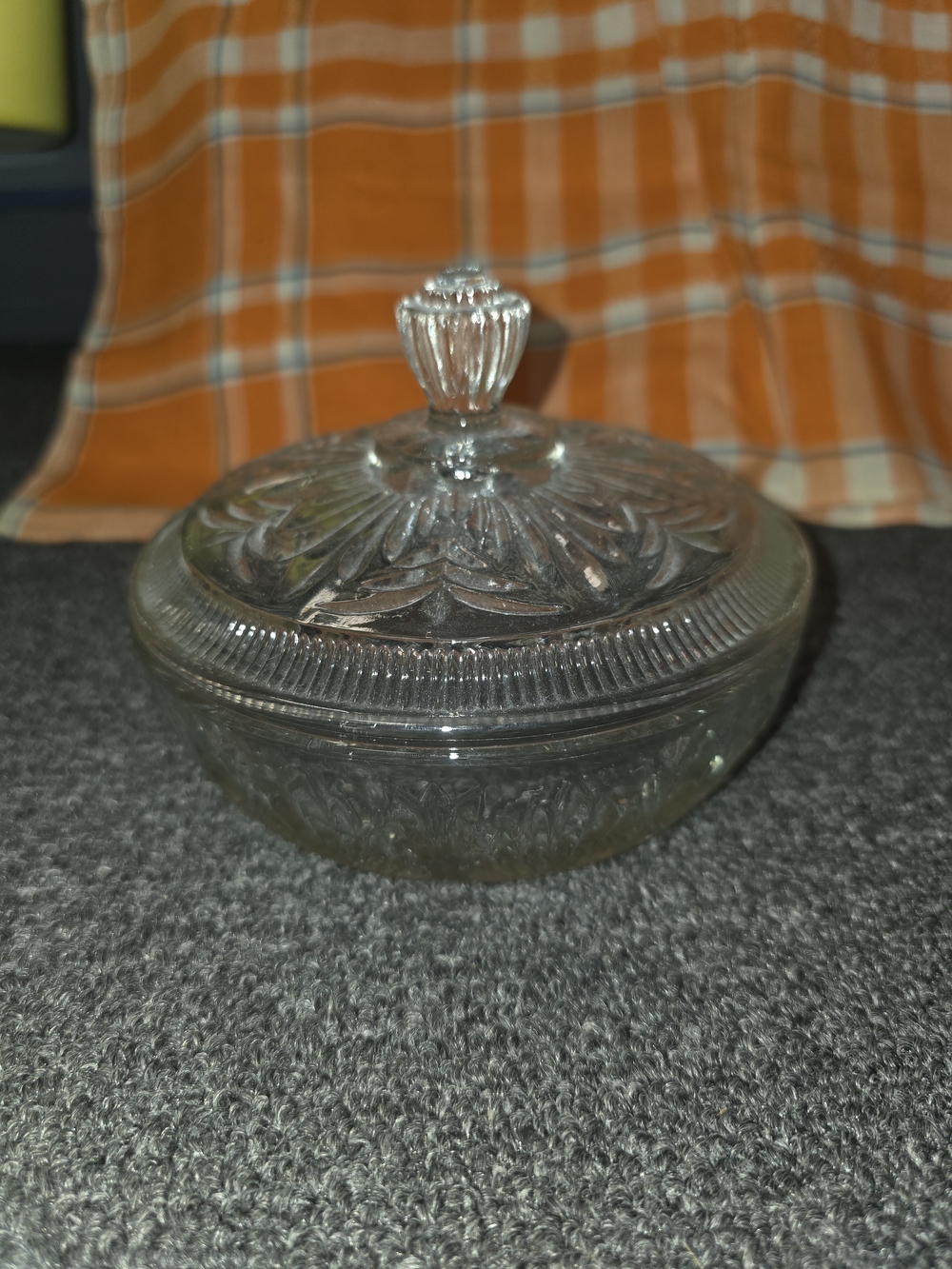 Vintage Avon Glass Covered Powder/Candy Dish